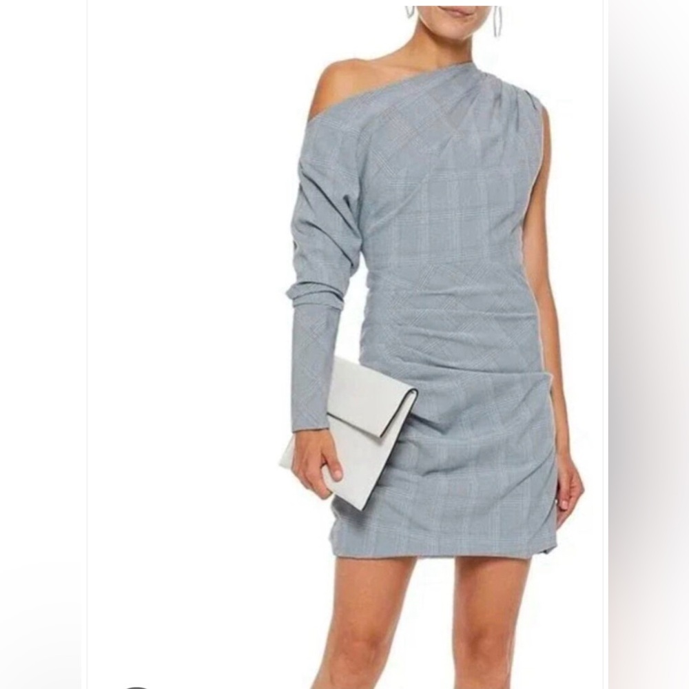 NWT Walter Baker Lindsey Plaid One Shoulder Mini Dress